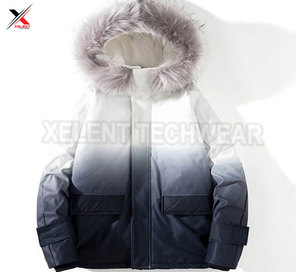 เสื้อแจ็คเก็ตผ้าแคนวาสหนาแบบเทคแวร์สำหรับฤดูหนาวปี 2024 แบบขายส่ง สั่งทำได้ ลายไล่เฉดสี สำหรับผู้ชายและผู้หญิง แฟชั่นฮาราจูกุ มีฮู้ด กันน้ำ แห้งเร็ว - Product Image 4