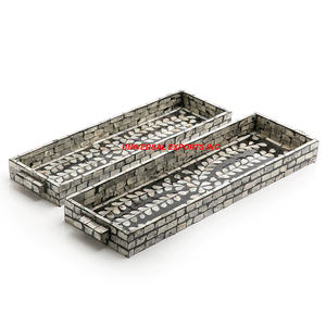 Juego de dos bandejas de chocolate con perlas Madre, mesa hecha a mano, nuevo plato de Chocolate, clásico, elegante, nueva bandeja de madera para servir - Product Image 4