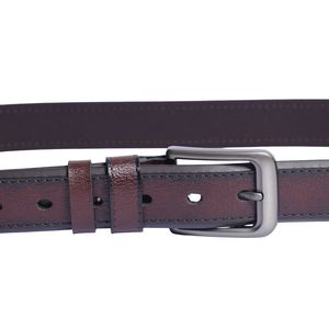 หนังวัวสีน้ำตาลเข้ม คุณภาพพรีเมียม ทนทาน โลโก้สั่งทำได้ หัวเข็มขัดโลหะผสมทำมือ ทรงสี่เหลี่ยม วินเทจ ลำลอง มีทุกสี - Product Image 2