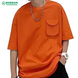 T-shirt décontracté pour homme en coton épais 100 %, col rond, logo frontal, coupe ample, avec impression numérique, respirant - Product Image 3