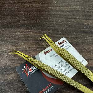 Pince à épiler pour extensions de cils en acier inoxydable doré mat, lisse, incurvée, précise, durable, outil de beauté, impression de logo personnalisée, service OEM - Product Image 2