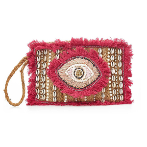 High Quality Bohemian Style Jute Handmade Clutch Bag for Women India featuring <b>Beading</b> <b>Shell</b> Tassel Zipper Closure Cotton Lining - Product Image 6