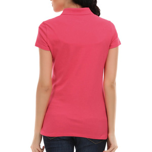 Best Selling Custom Made Pink Stand Collar <b>Shirt</b> for Women Wholesale Cotton Half Sleeve Breathable Terry Fabric All Seasons for - Product Image 4