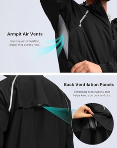 Chaqueta de ciclismo impermeable ligera con capucha para hombre, cortavientos plegable ultraligera para correr, ciclismo recubierto para protección - Product Image 6