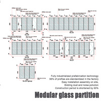 Système de cloisons en verre modulaires, cadre en aluminium, design moderne, contrôle du bruit, utilisation commerciale flexible, chambre, salle à manger, bureau, école