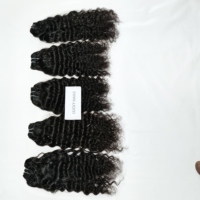 Extensions de cheveux humains indiens vierges Remy non traités, cuticules alignées, qualité naturelle brute, 100g, bouclés, couleur originale noire, tissage