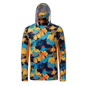 Sudadera con capucha Spf para hombre personalizada con diseño de servicio OEM con máscara Upf 50 + camisas con capucha de pesca de manga larga de camuflaje con diseño personalizado - Product Image 5
