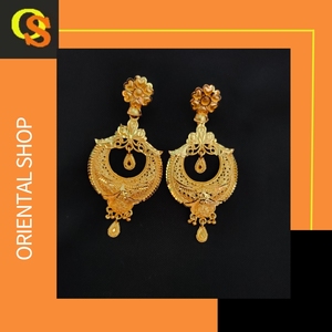 Meilleures offres de boucles d'oreilles serties de boucles d'oreilles fantaisie de forme ronde en plaqué or 22CT à vendre par les exportateurs - Product Image 4