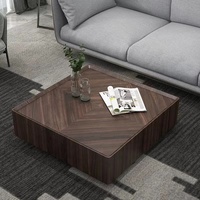 Table à thé carrée de luxe en bois massif de noyer noir, table basse de salon