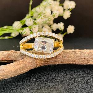 14K แหวนเพชรโมอิส1.75ไลท์สีทองใสสำหรับงานหมั้นเพชรโมอิสซาไนต์ - Product Image 4