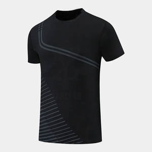 เสื้อยืดออกกำลังกายแห้งเร็วของผู้ชายแบบ2023ใหม่ผ้าคอตตอน/ใยไม้ไผ่ระบายอากาศได้220ก. เสื้อถักแขนสั้นลายพื้น - Product Image 4