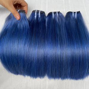 Extension de cheveux Remy vietnamiens bruts doublement étirés Couleur bleue Cheveux humains vierges droits Extension de vendeur de haute qualité - Product Image 6