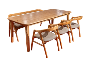 Modern Durable Senna Dining Set Comfortable Wood 5-Piece Dining <b>Chairs</b> & <b>Bench</b> Home Hotel Use for Apartments Villas - Product Image 6