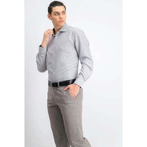 Camicia Elegante da Uomo Slim-Fit in Popeline Bianca Taglia M, Traspirante, Antipiega, Maniche Lunghe, Design Geometrico - Product Image 3