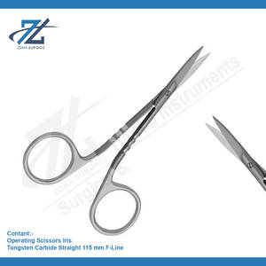 Iris F-Line Tijeras de funcionamiento rectas 115 mm Carburo de tungsteno Tc Tijeras rectas 11,5 cm F-Line Fabricante Pakistán - Product Image 2