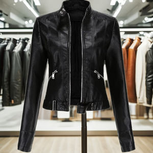 2024 nouveau Design femmes motard en cuir véritable veste décontracté coupe ajustée décontracté Style moderne respirant femmes vestes du Pakistan - Product Image 1