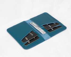 Porte-cartes en cuir véritable Portefeuille mince fait à la main avec coutures à la main HLC-0049 d'organisation à bords brunis élégants - Product Image 2