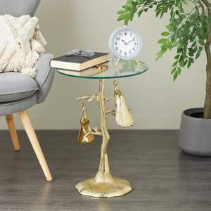 Table basse légère en aluminium avec cadre floral complexe et verre poli parfait pour les paramètres haut de gamme - Product Image 4