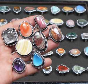 Đồ trang sức thời trang bán buôn rắn vật liệu đồng thau bạc mạ đa đá quý bezel Set hình dạng hỗn hợp các loại nhẫn tại nhà máy chi phí - Product Image 6