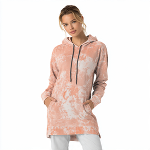 Long Baggy Camo Hoodie Femmes Genou Longueur Acide Lavage Surdimensionné Hoodies Dames Goutte Épaule Lavé À Capuche Femmes - Product Image 3