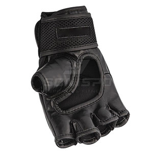 SONISPO MMA Gloves Leather <b>Half</b> Finger Moisture Wicking <b>Slip</b>-On Wrist Lace-Up Closure for Martial Arts Training Males - Product Image 5
