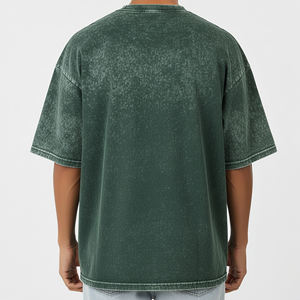 T-shirts à manches courtes surdimensionnés en coton épais de style hip-hop vintage délavé à l'acide, fabriqués sur mesure par OEM/ODM pour hommes - Product Image 2
