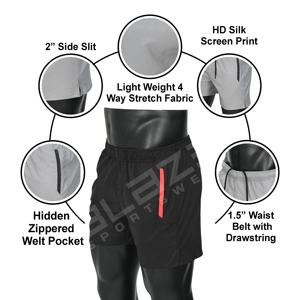 Blaze Fight Wear Short de sport personnalisé pour hommes Coupe recadrée Polyester Technics Style d'été mi-basique Gamme de deux poches à ourlet latéral profond - Product Image 5