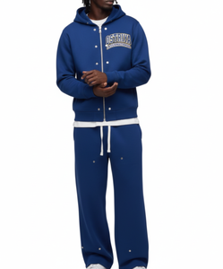 ชุดวอร์มทรงหลวมสำหรับผู้ชายชุดวอร์มทรงหลวมเข้ารูปโลโก้ออกแบบได้ตามต้องการสีพื้น - Product Image 1