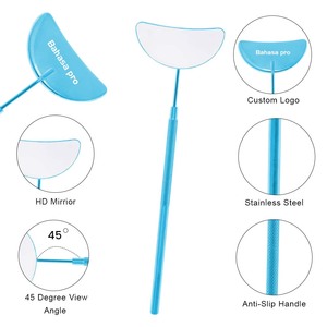 Espejo de Mano para Pestañas, Media Luna Azul Cielo, Acero Inoxidable Quirúrgico, para Extensiones de Pestañas y Aplicación de Pestañas - Product Image 4