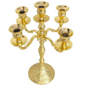 Bougeoir en aluminium de style vintage, doré, unique, pot à bougie, centre de table, candélabre pour décoration de mariage - Product Image 5