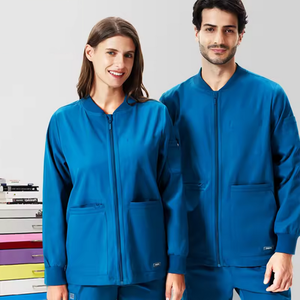 Uniforme unisex de manga larga con cuello acanalado y bolsillos multifuncionales - Product Image 1