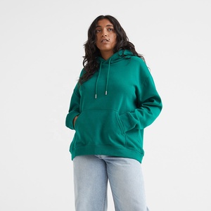 Sudadera con capucha de gran tamaño para mujer, 60% algodón, 40% poliéster, manga larga, cordón, hombros caídos, sudaderas con capucha, sudadera lisa en blanco - Product Image 3