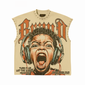 Tendance Streetwear Débardeur Surdimensionné Sans Manches T-shirt Style Mode Unisexe Impression Personnalisée OEM Fourniture Directe D'usine - Product Image 1