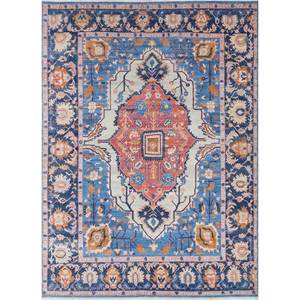 Alfombra Ganadora de Premios, Color Azul Savana, Tejida a Mano con Lana, Diseño de Medallón, 9x12, Rectangular, para Sala de Estar, Decoración del Hogar - Product Image 1