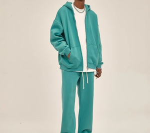 Ensemble de sweats à capuche amples tendance pour homme, style streetwear hivernal, hip-hop américain, décontracté, 100% coton molletonné, séchage rapide, couleur unie - Product Image 2