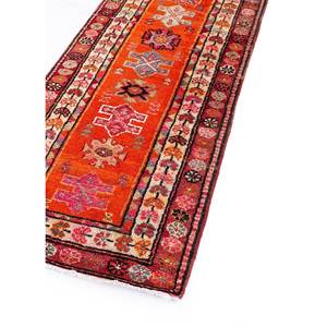 Nuray Large Area Hand Knotted Wool Rugs <b>Red</b> Orange Geometric Abstract Rectangle for Home-for Entryway Hallway Living 9x12 - Product Image 2