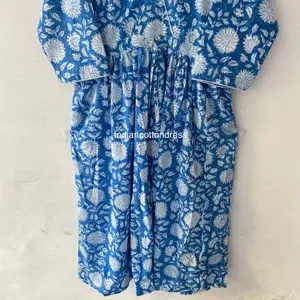 ชุดเดรสผ้าฝ้าย100% พิมพ์ลายสวยงามสไตล์หวานพร้อมรอบเอวธรรมชาติส่งตรงจากผู้จำหน่ายอินเดีย - Product Image 2