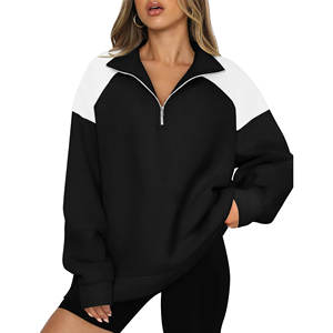 New Oversize Women's Sweatshirt Cotton Half Zip Sweatshirt Women's <b>Hoodies</b> High Collar <b>Running</b> Workout Style <b>Hoodies</b> Women - Product Image 2