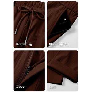 <b>Mens</b> Linen <b>Casual</b> Drawstring Pants <b>Elastic</b> <b>Waist</b> Beach <b>Trousers</b> with Pockets Colored Wash Pattern Summer Wear - Product Image 3