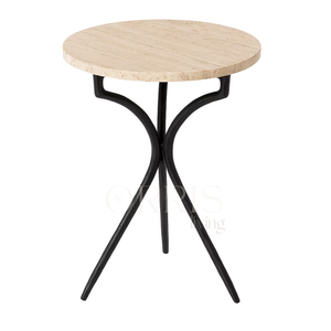 โต๊ะข้างเตียงหินอ่อนทำมือสไตล์โมเดิร์นพร้อมฐานโลหะแข็งแรงทนทาน เฟอร์นิเจอร์ห้องนอนทันสมัย - Product Image 1