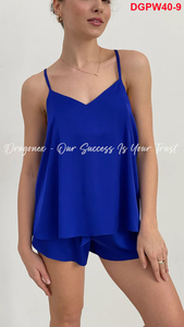 Sleepwear Silk Pajamas Shorts Tank <b>Top</b> Delivers Incredible Comfort in a Variety of Customizable Colors This Hot 2024 Summer - Product Image 2