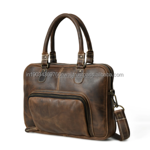 Qualité supérieure femmes Style bohème en cuir véritable bureau sac à bandoulière chaînes fermeture à glissière Durable sangle réglable marron - Product Image 1