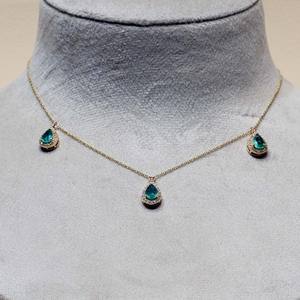 Solid <b>14k</b> <b>Gold</b> <b>Necklace</b> Emerald Gemstone Jewelry Pave Diamond <b>Gold</b> Pendant 3 Pcs Natural Emerald New Design - Product Image 1
