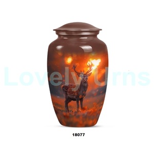 โกศสำหรับใส่เถ้ากระดูกมนุษย์ลายกวางอะลูมิเนียมสีน้ำเงินเข้มขนาดใหญ่พร้อมถุงกำมะหยี่ฟรี - Product Image 2