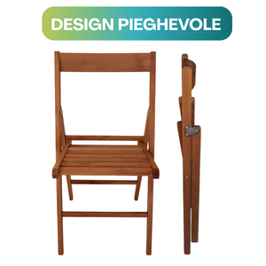 Sedie da pranzo pieghevoli in legno di faggio 42x40x78 cm Color noce per interni/esterni pieghevoli senza braccioli 4 pezzi - Product Image 2