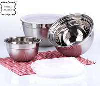 Vente en gros de bols à salade avec lavabo en acier inoxydable vaisselle personnalisée ensemble de bols de service en verre et métal pour le riz Occasions