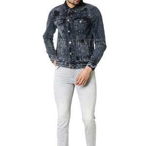 Veste d'hiver en jean uni pour hommes Plus Size Custom Made men's Long Stretch Men Jean Jacket Cotton - Product Image 5