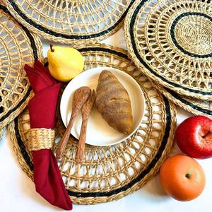 Mantel Individual de Pasto Marino Tejido a Mano, Decoración Boho para Mesa (14 Pulgadas), Base para Platos para Decoración Navideña, Regalo de Año Nuevo, Eventos de Boda - Product Image 4