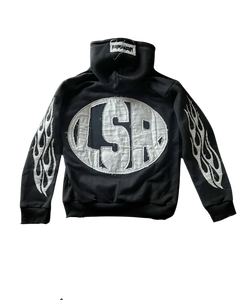 Hecho en fábrica personalizar 100% algodón lavado ácido Denim desgastado bordado Sudadera con capucha invierno Streetwear Sudadera con capucha para Unisex - Product Image 6