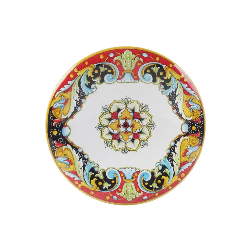 Finest hand painted dinnerware pottery ceramic round charger plate flower design